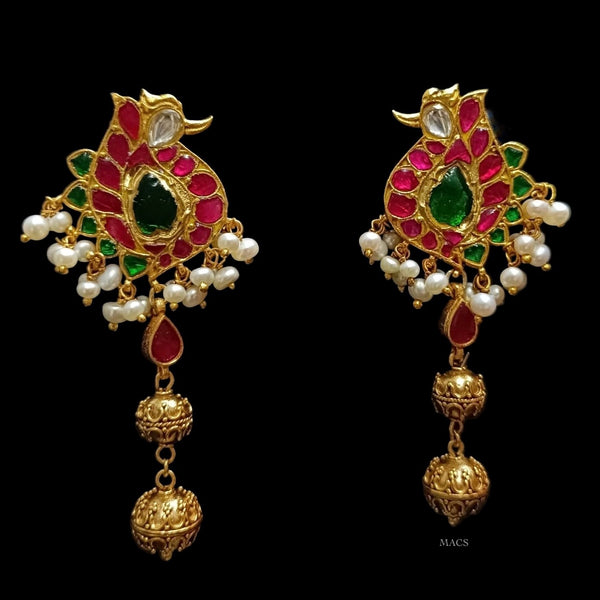 925 Kundan Peacock Earrings