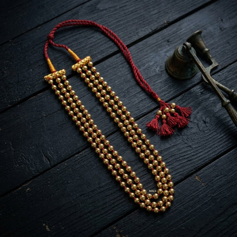 Three Line Round Gold Necklace
