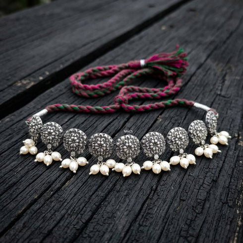 925 Silver Pearl Choker