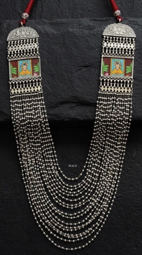 Layered Pearl Silver Necklace