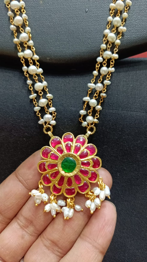925 Kundan Pearl Necklace