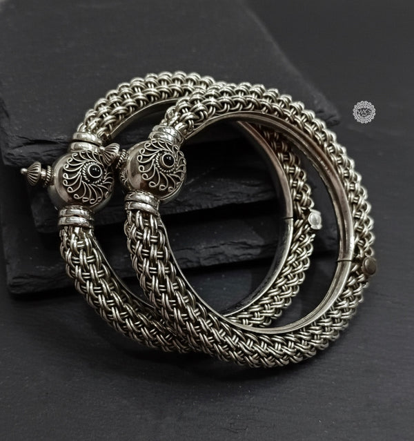 Green Kemp Woven Kada (Pair, Size 2.4)