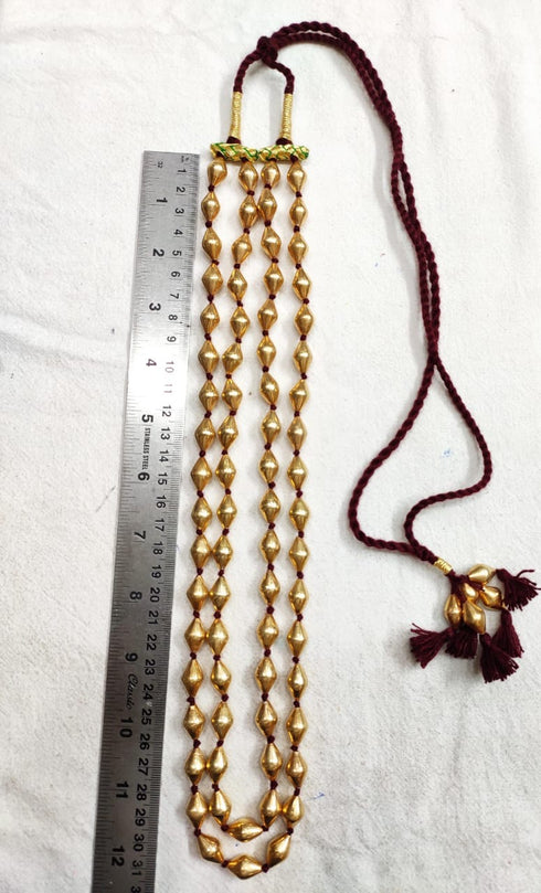 gold dholki beads necklace