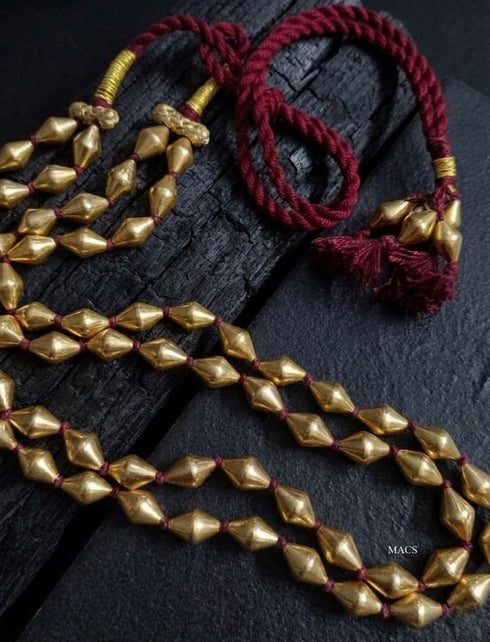 Two Line Gold Dholki Necklace