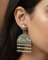 Layered Silver Peacock Earrings