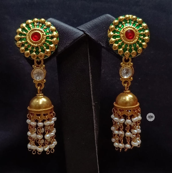 Handpainted Kundan Pearl Jhumka