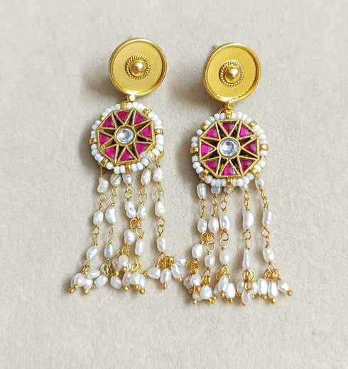 Kundan Gold Pearl Earrings
