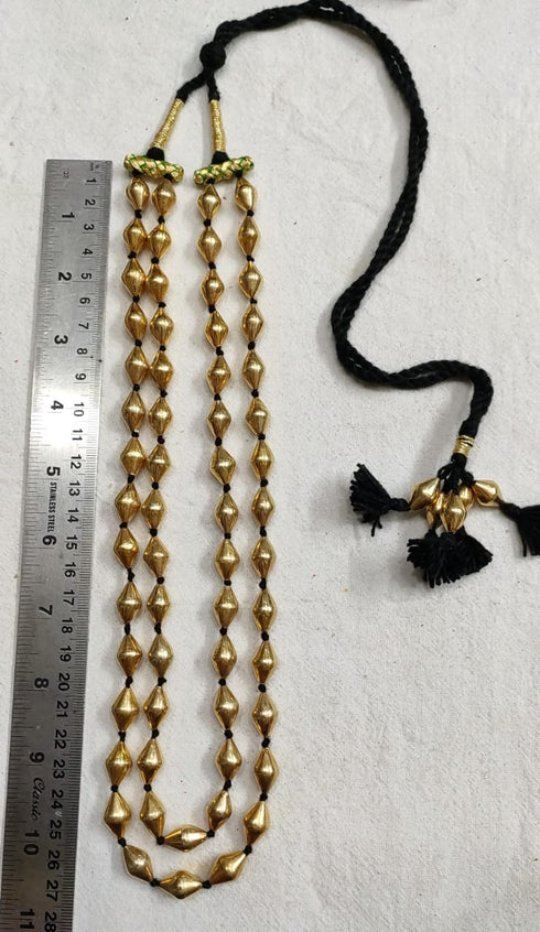 925 silver gold polish two strand gold dholki beads necklace