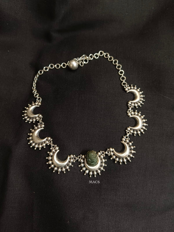 925 Silver Emerald Chand Neckpiece