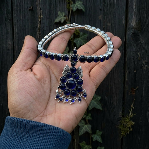 Blue Kemp Addigai Silver Necklace (pre-order)