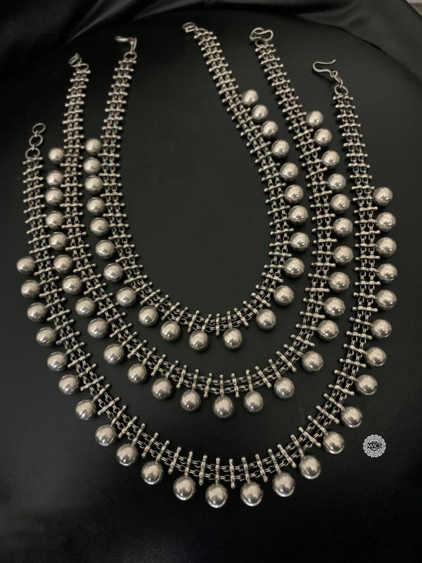 Tribal silver ball necklace