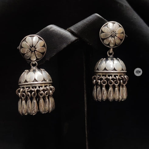 925 Silver Flower Jhumka