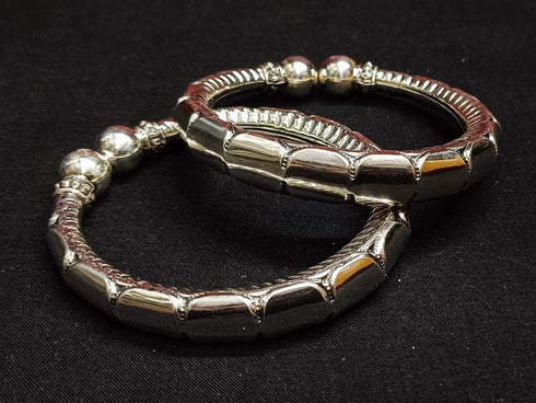 925 Silver Flexible Bangle kada (Pair,Size 2.8)