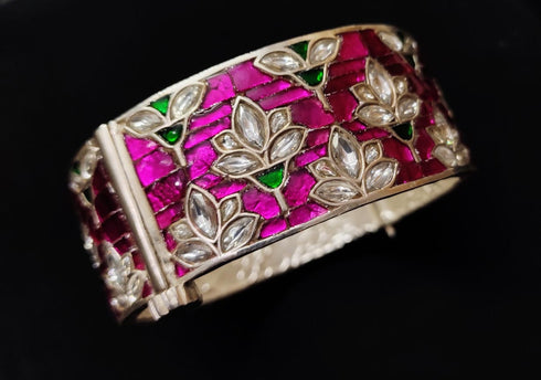 Wide kundan 925 silver kada