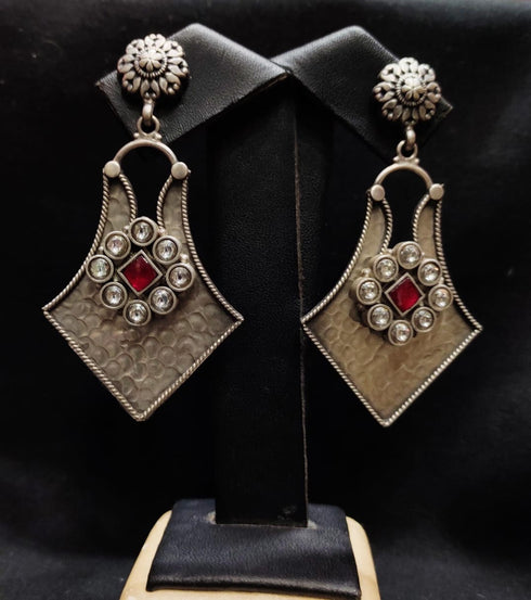 Silver Fusion Kundan Earrings