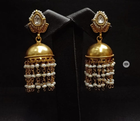 Kundan Gold Pearl Jhumka