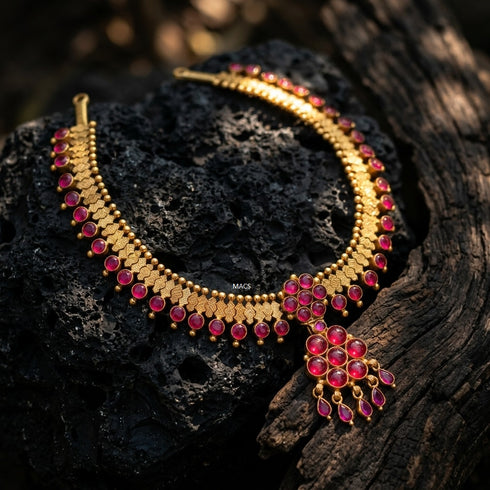 Pre Order Gold plated Pink Kemp stone attigai