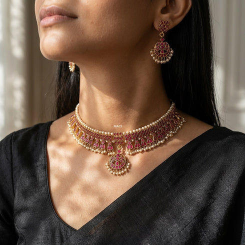 925 Kundan Choker Set with earrings-pre order