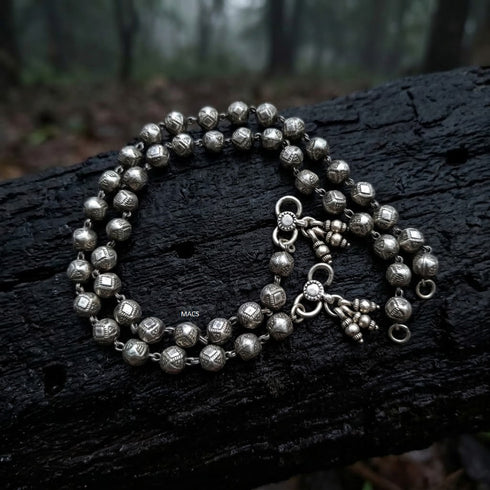 Silver big beads anklet (pair)