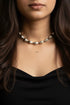 Silver dholki short necklace with black thread