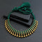 Green thread gold ball necklace handmade by Jaipur artisans in 925 pure silver