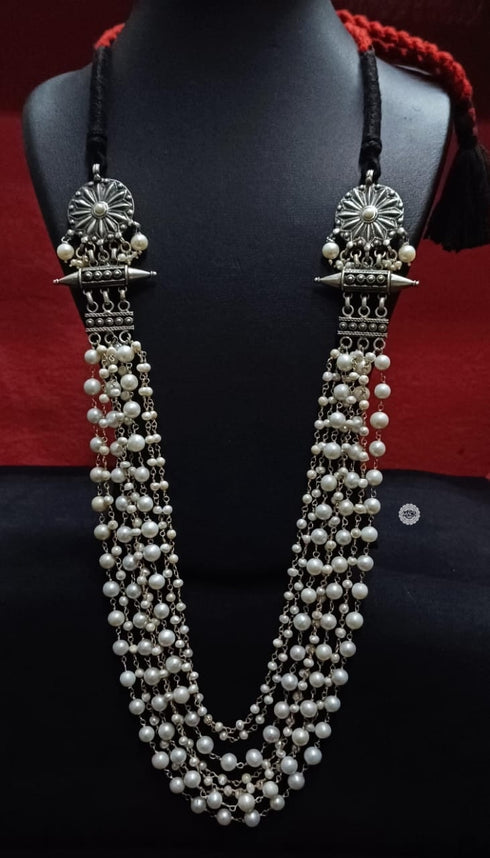 925 Silver Pearl Layered Necklace