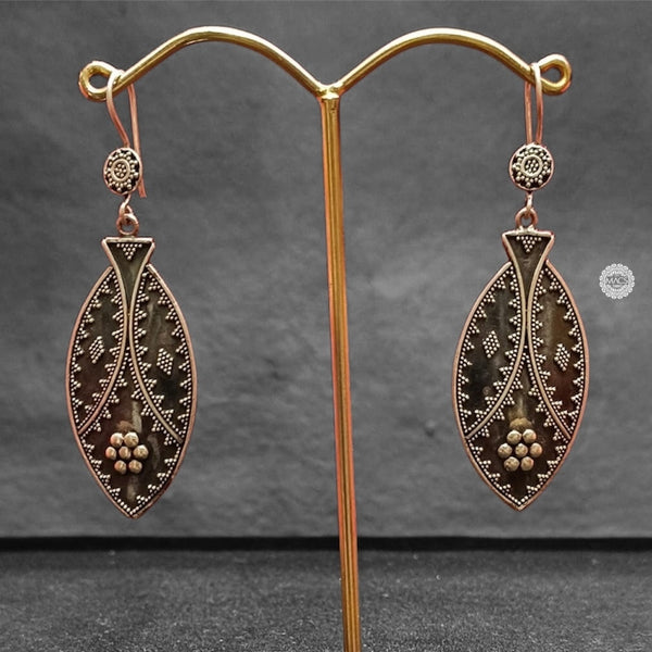Silver earrings with intricate rava work, Rawa Work Long earrings