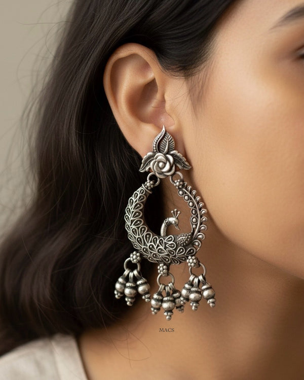 925 Peacock Chandbali Earrings