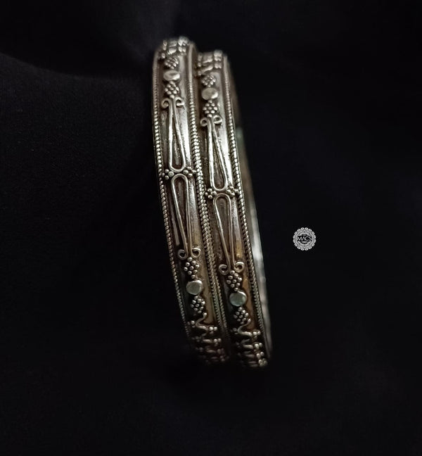 925 Sterling Silver bangles, Pure Silver Rava Kada, Intricate Rawa Work Bangles for women online