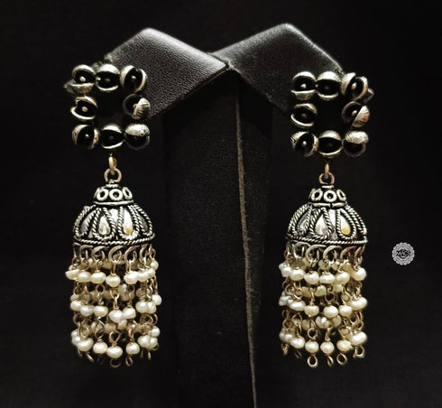 Pearl Silver Layered Jhumka