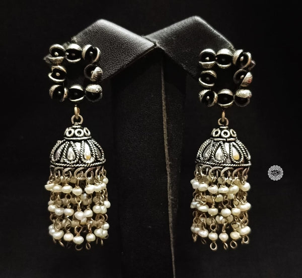 Pearl Silver Layered Jhumka