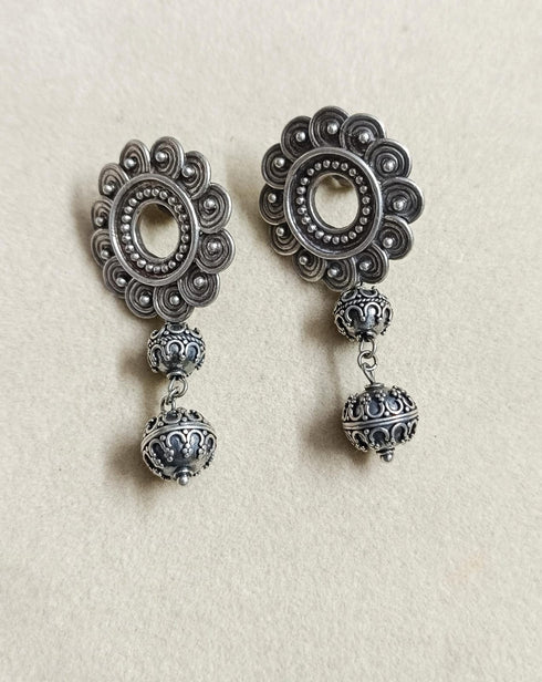 925 Silver Flower Drops