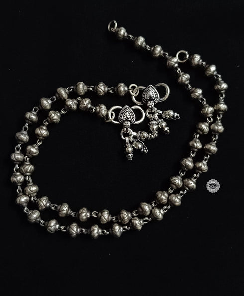 Silver beads anklet (pair)