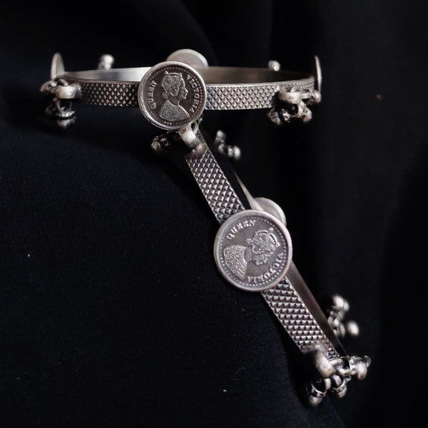 925 silver coin bangle, pure silver real coin kada with Ghungaroo