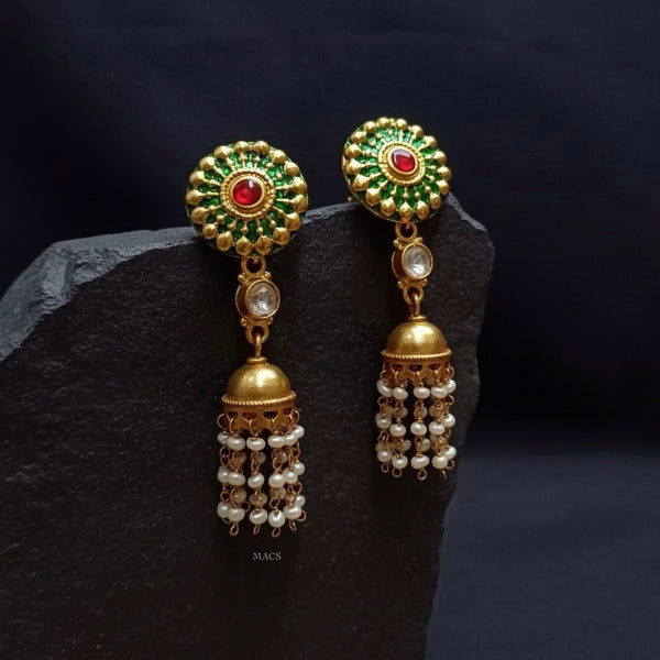 Handpainted Kundan Pearl Jhumka