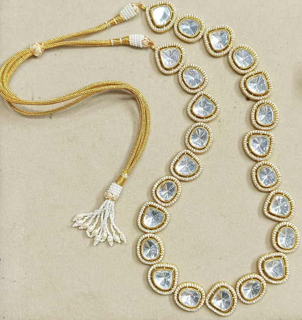 Moissanite Polki Necklace, White Wedding Kundan necklace, 925 pure silver jewellery