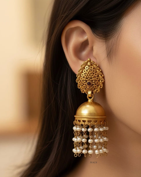 Goldplated Kemp Pearl Jhumka