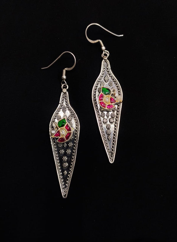Silver Kundan Bird Earrings