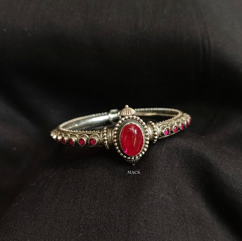 925 Pink Stone Bangle (Size 2.6)