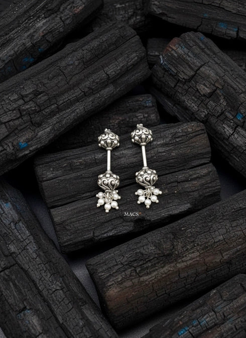 925 silver pearl bugadi pierced earrings