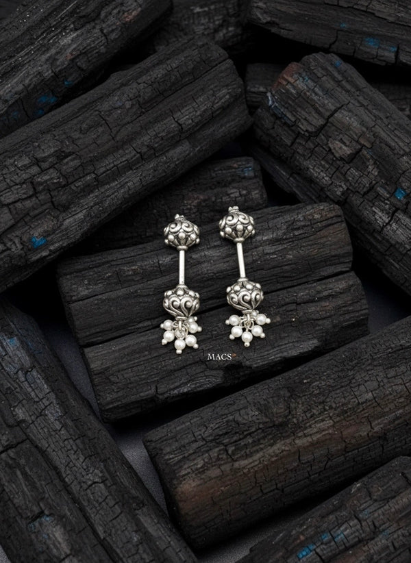 925 silver pearl bugadi pierced earrings