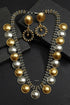 Dual tone necklace earring set