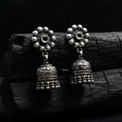 Silver Chitai Jhumka