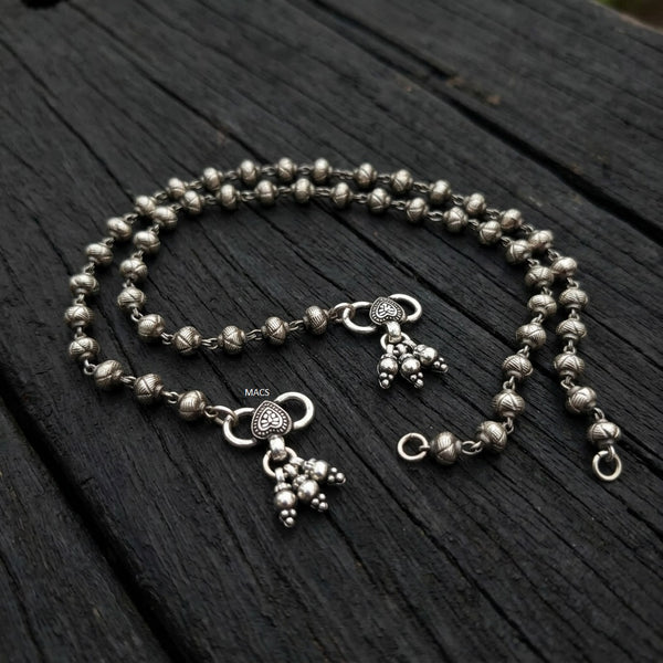 Silver beads anklet (pair)