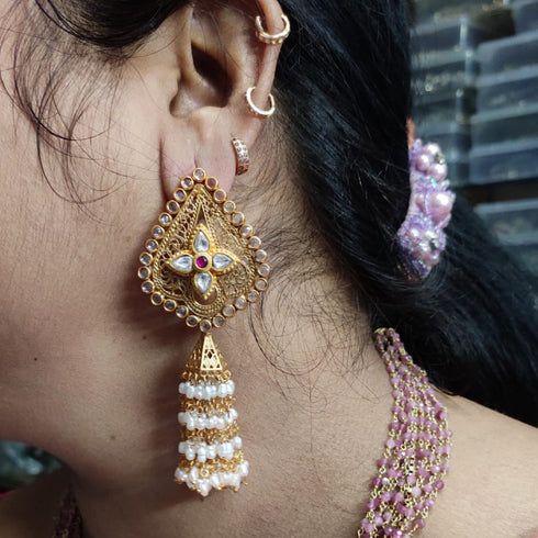 Goldplated Pearl Jhumka Earrings