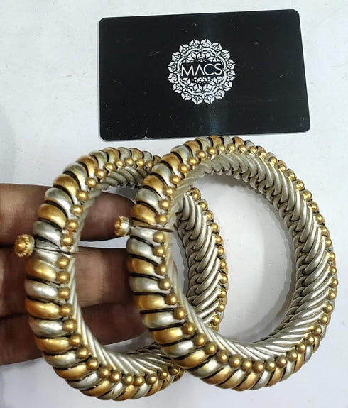 Dual tone Sutlada Bangles, sutarla bangles, Gold plated shindeshahi toda, 925 silver kada, Two tone Jewellery