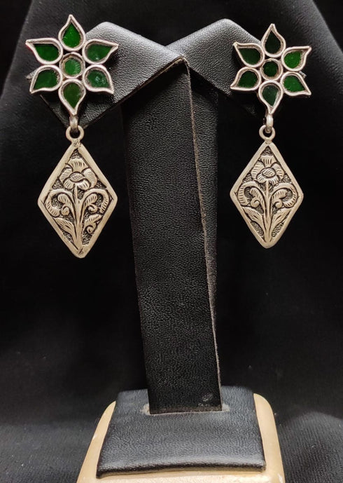 Chitai Green Glass Earrings