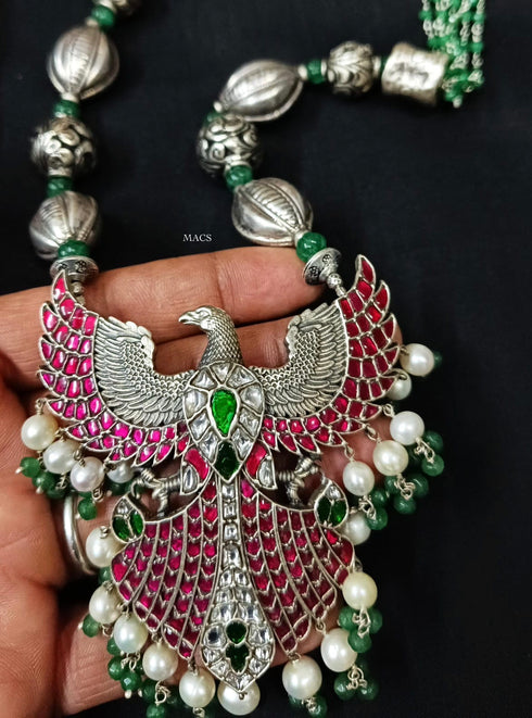 925 Kundan Eagle Pendant Necklace
