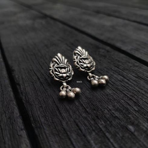 925 Silver Lotus Drop Earrings