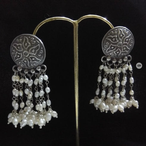Silver Layered Pearl Earrings
